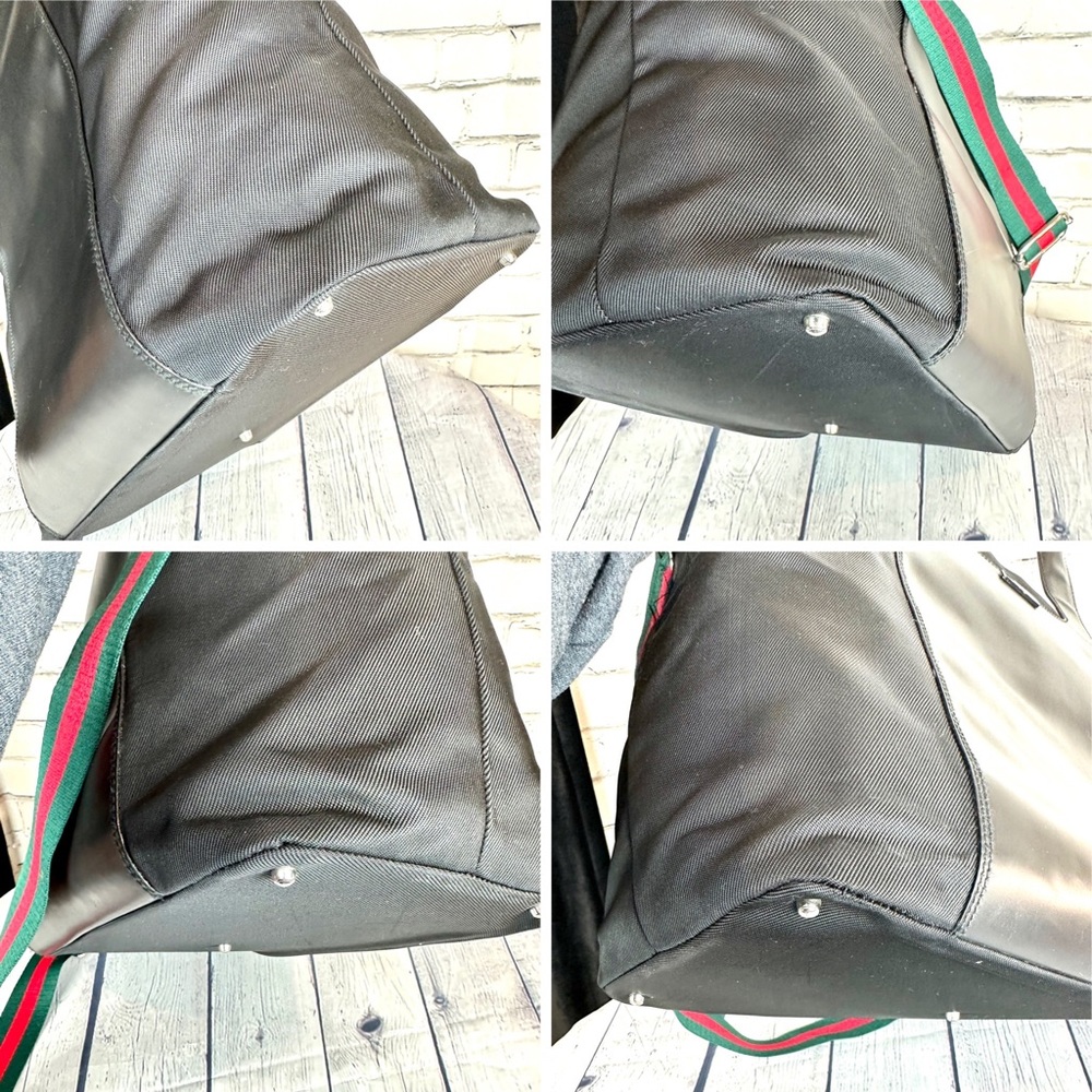 GUCCI black leather and nylon travel over-night crossbody bag LIKE NEW - Picture 15 of 16
